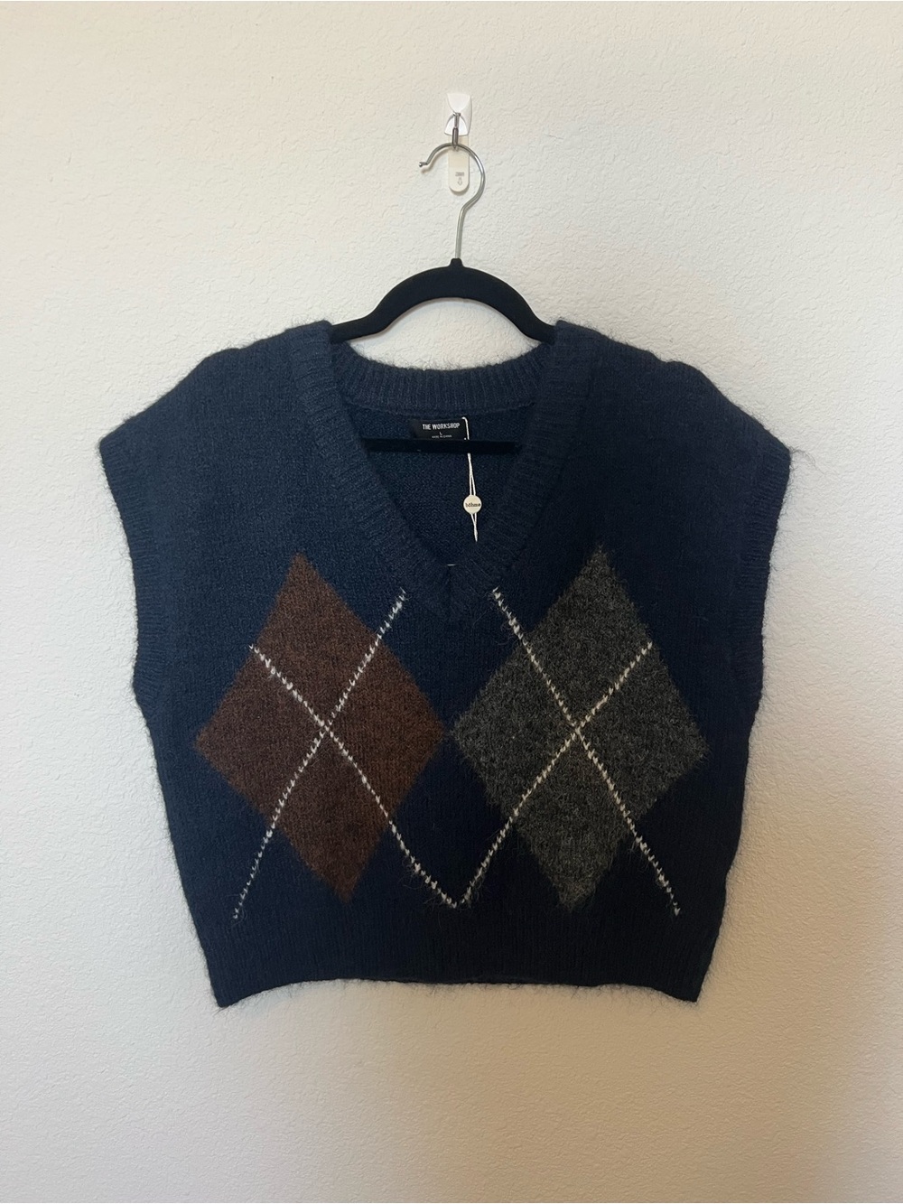 Navy Argyle V-Neck Sweater Vest